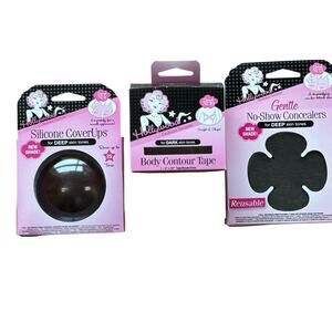 Hollywood Fashion LOT of 3 Deep Skin Tone Nipple Covers Concealers Contour Tape